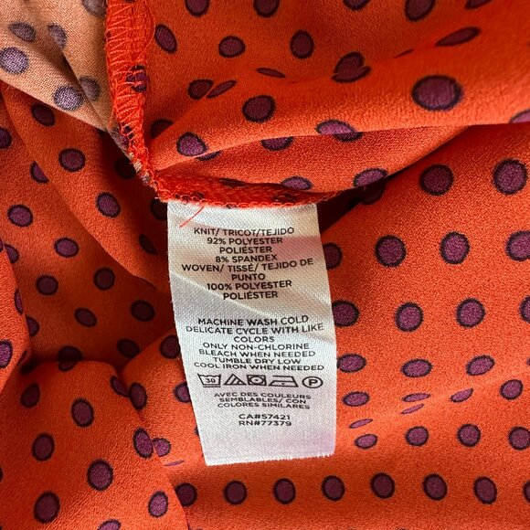 Ann Taylor Red/Burnt Sienna Blouse with Purple Dots EUC - Picture 8 of 8